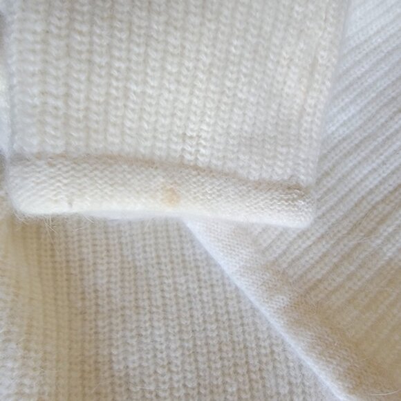 SUSAN BRISTOL Cream Wool Blend Embroidered Flowers Patch Pocket Open Cardigan M - Picture 6 of 11